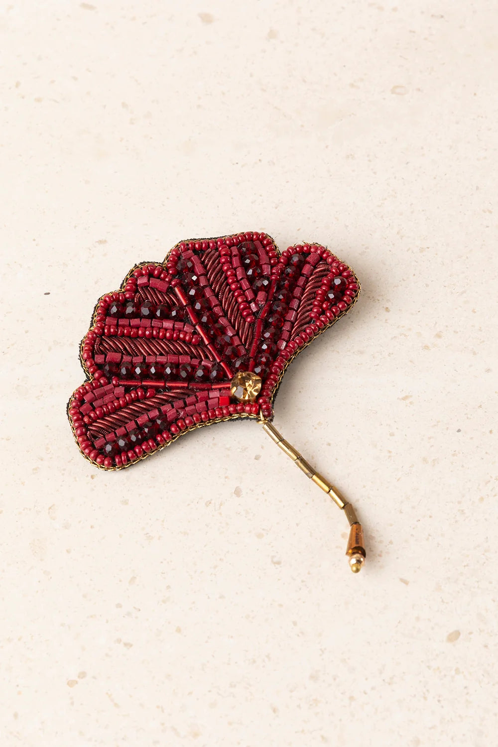 Broche Abanico Burdeos