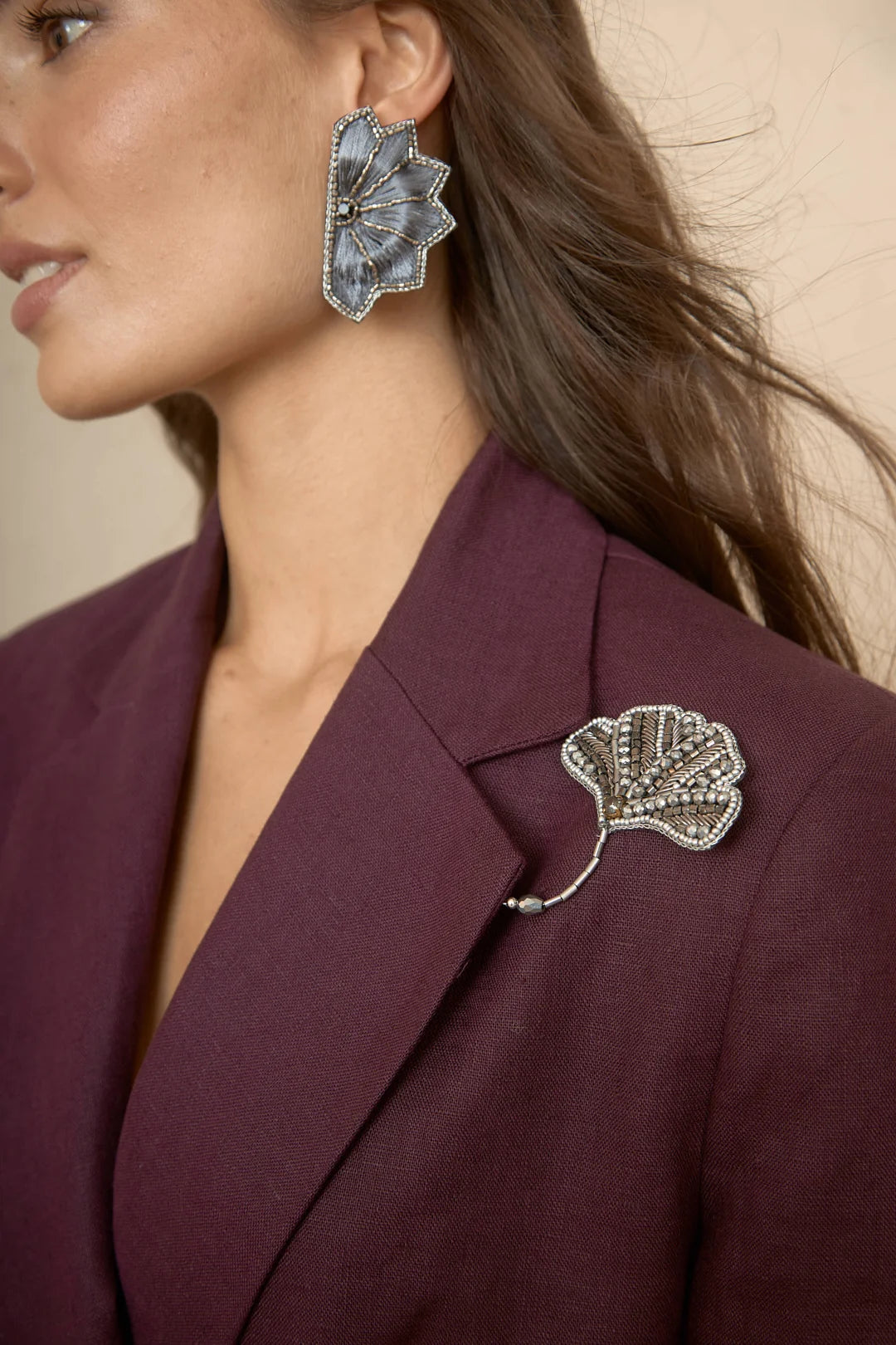 Broche Abanico Plateado