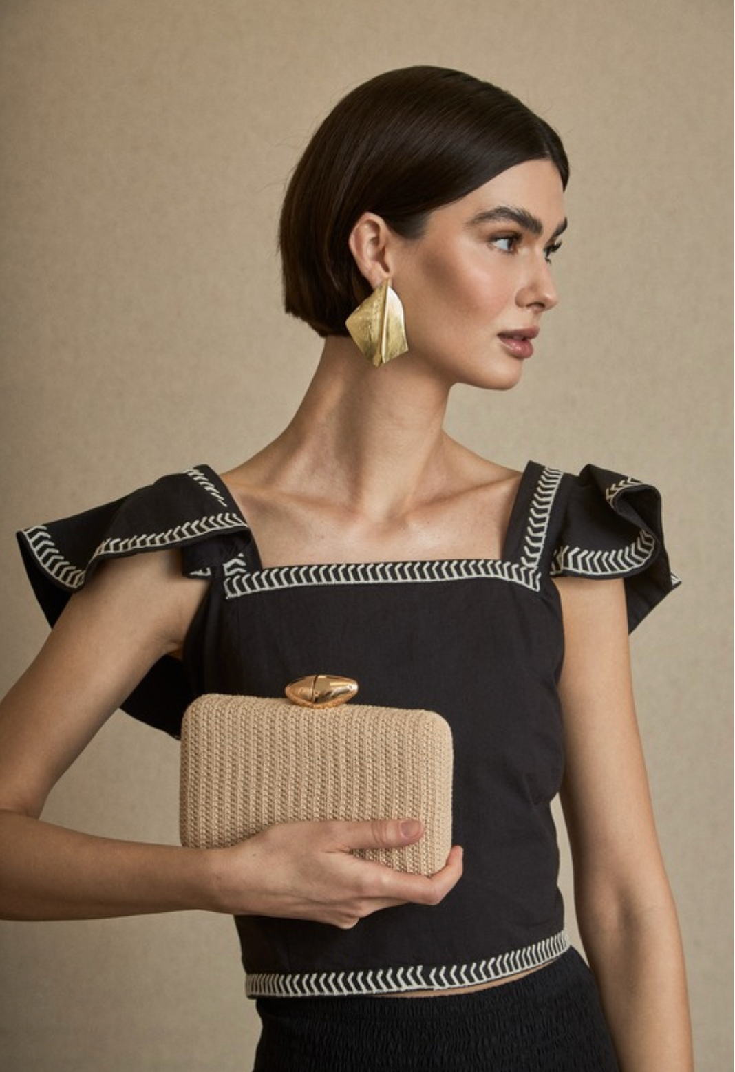 Falda Palmeras Negro