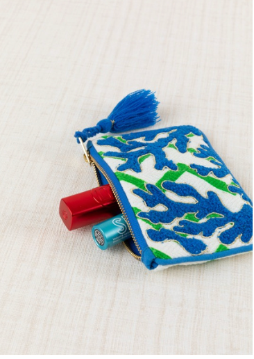 Pouchette Bordado Mini Coral Azul