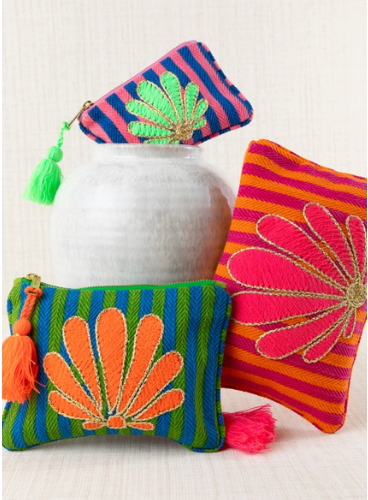 Pouchette Bordado Mini Rosa-Azul