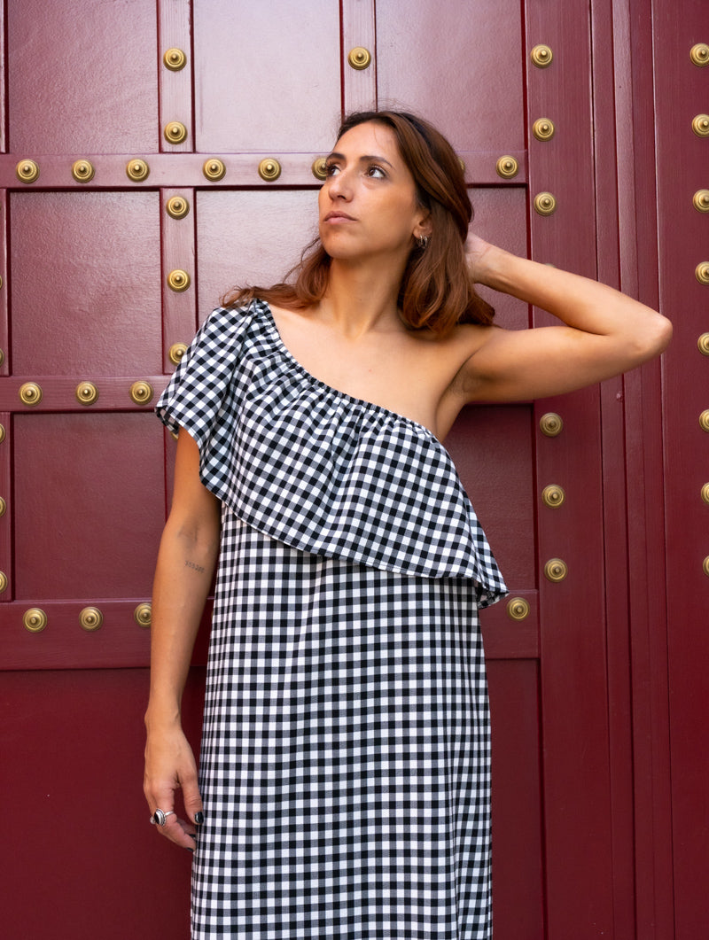 Vestido Vichy Rústico Maxi Volante