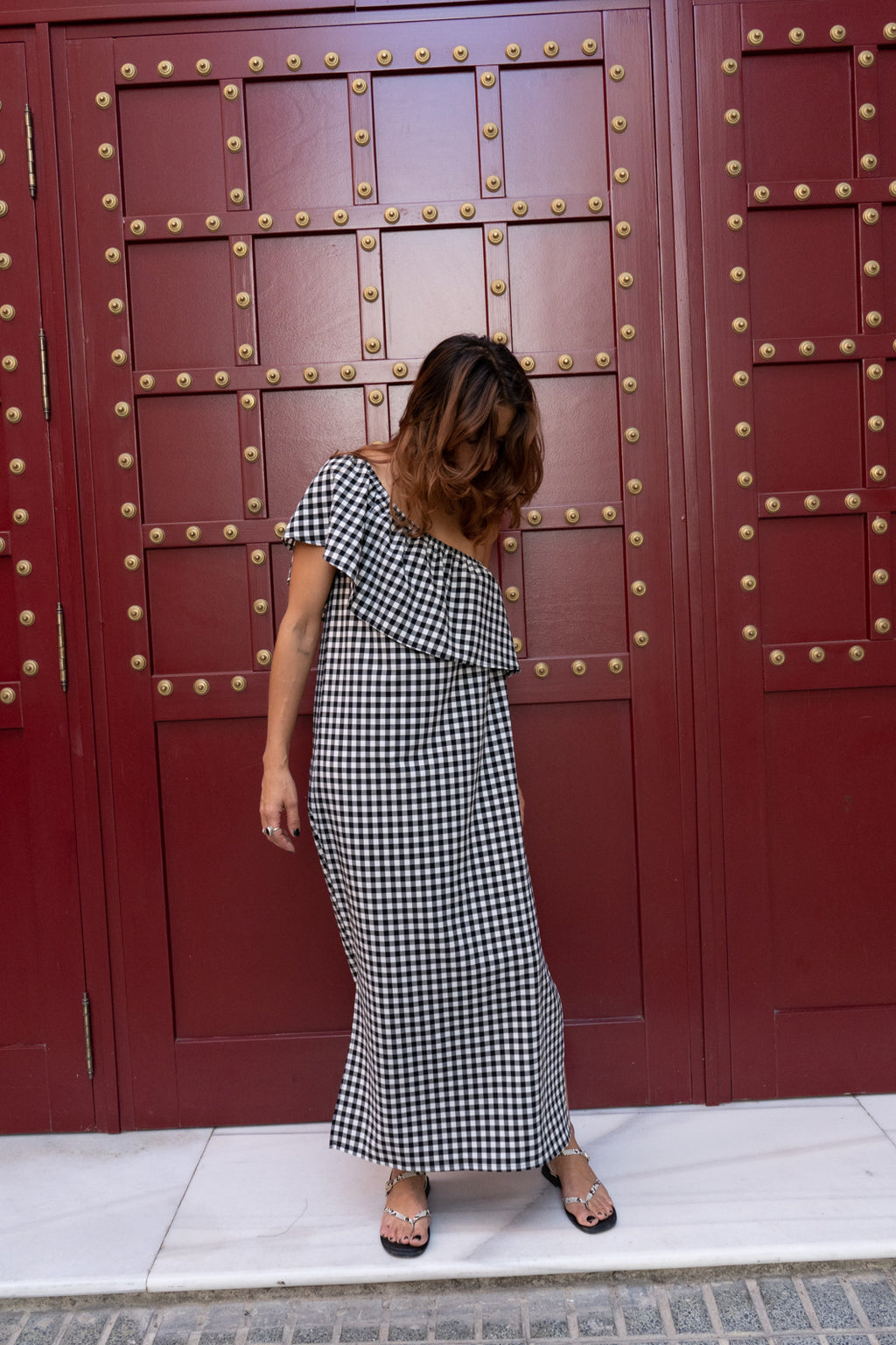Vestido Vichy Rústico Maxi Volante