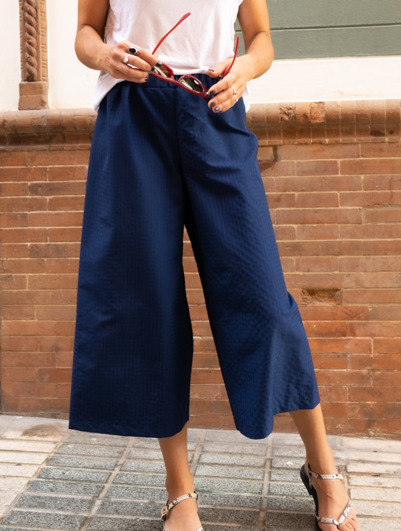 Culotte Vichy Gofrado Azul Marino