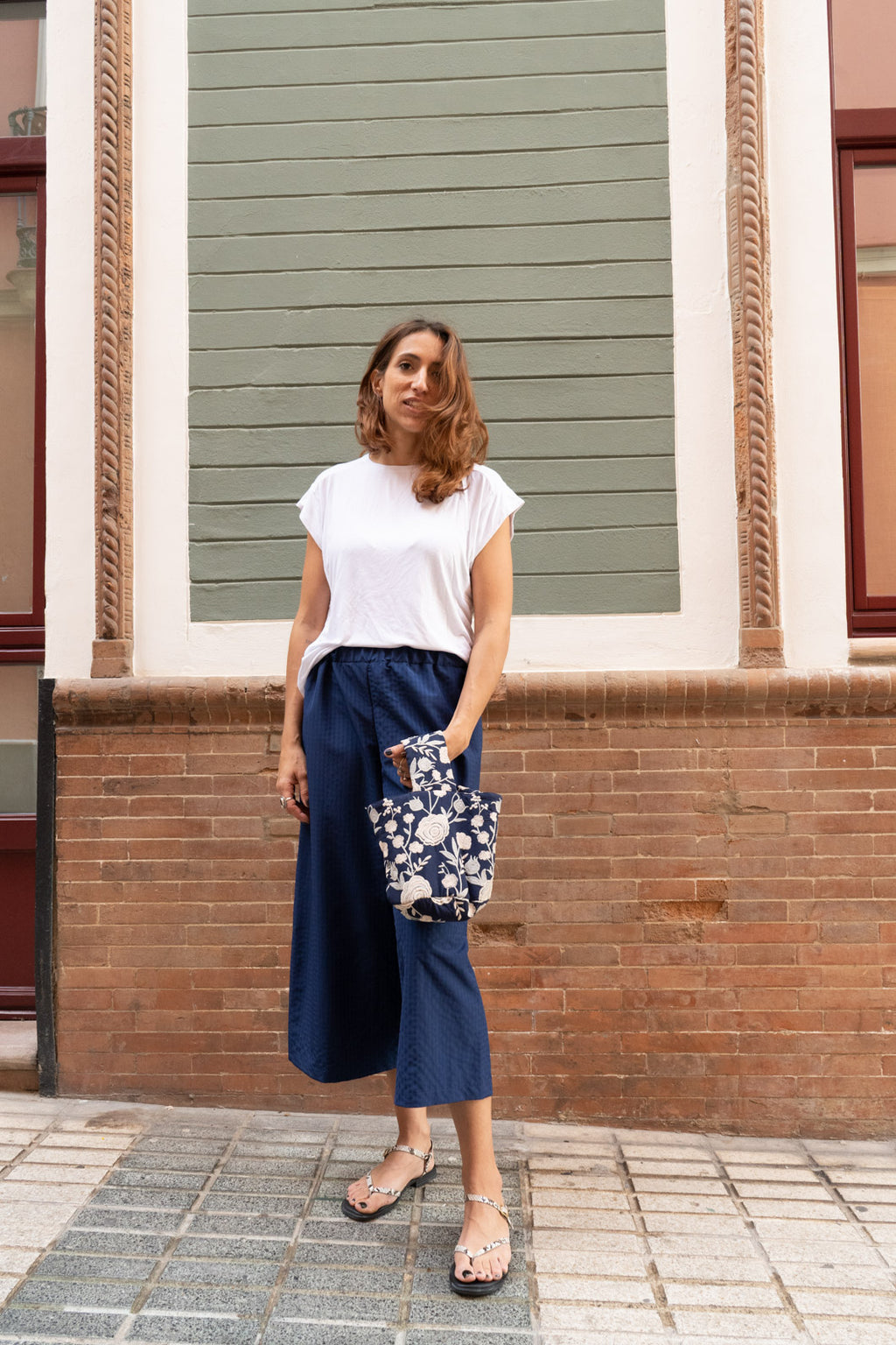 Culotte Vichy Gofrado Azul Marino