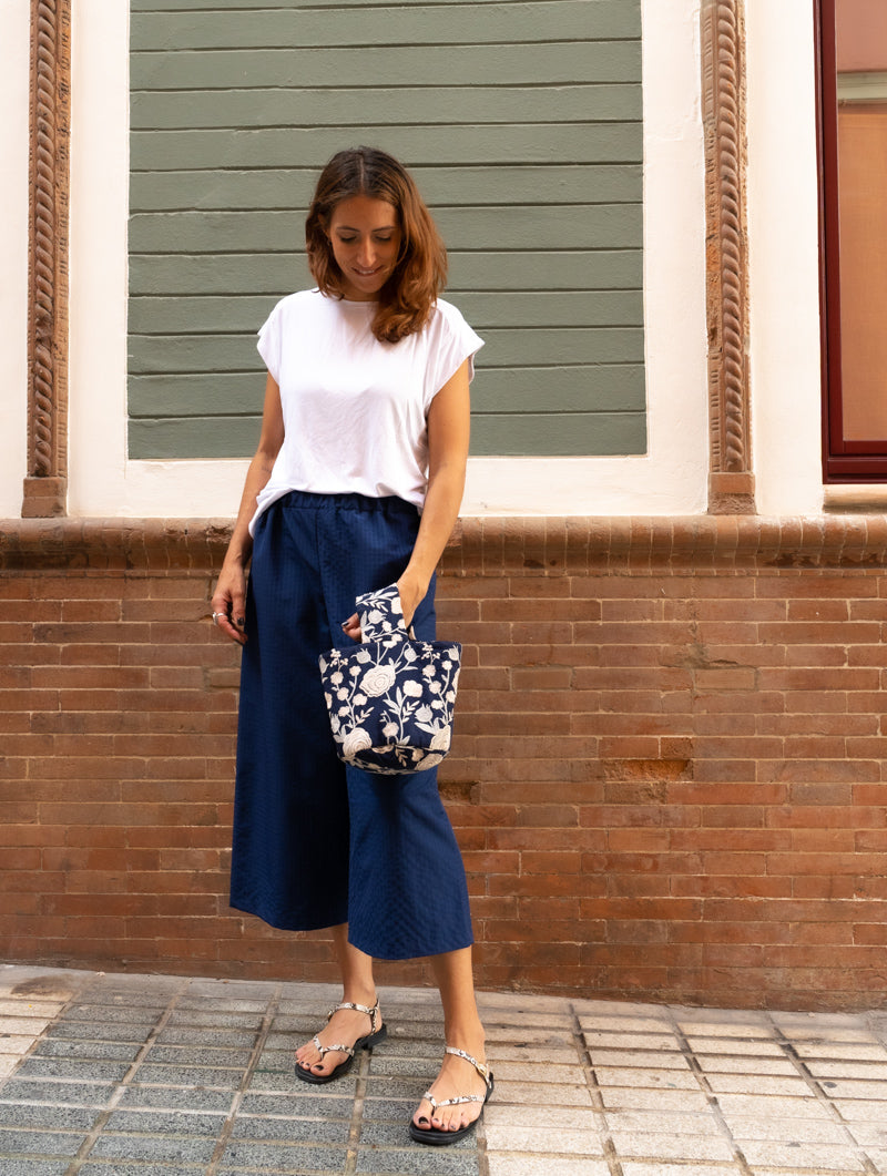 Culotte Vichy Gofrado Azul Marino
