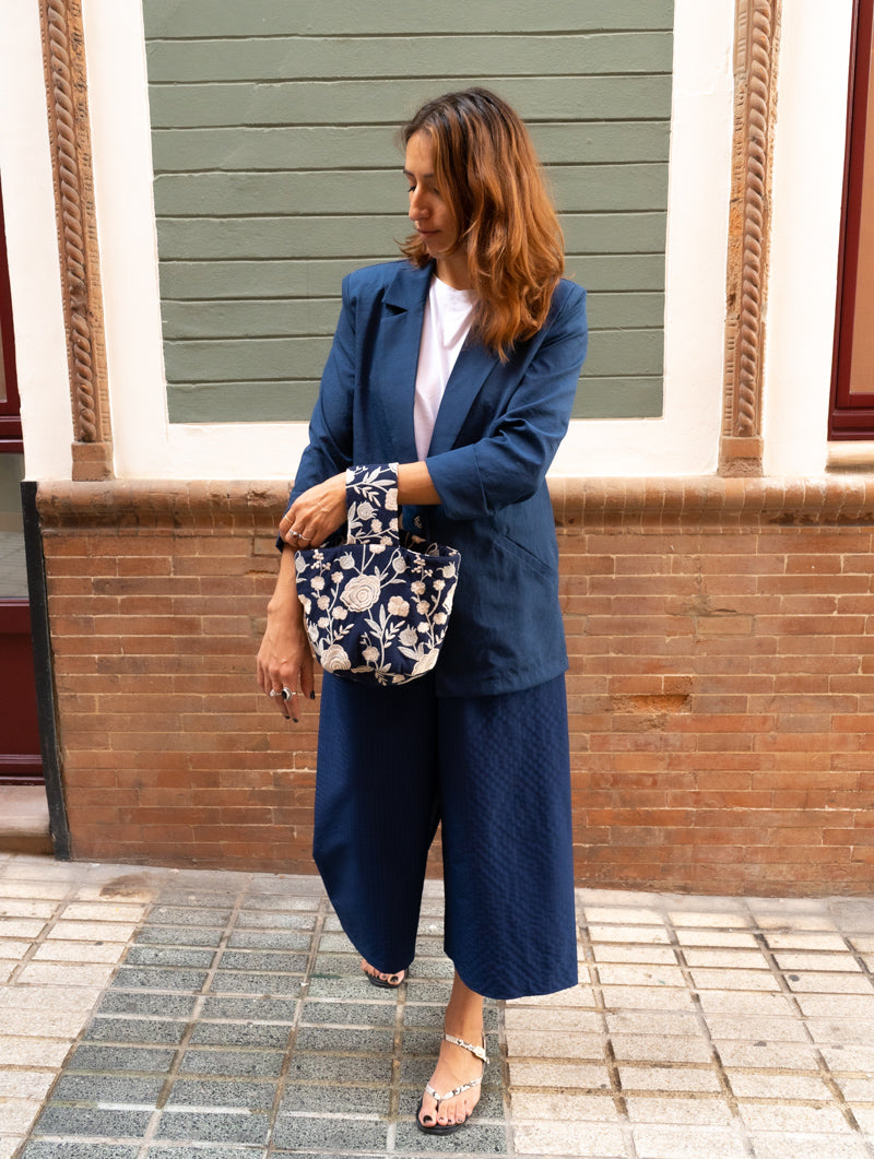 Culotte Vichy Gofrado Azul Marino