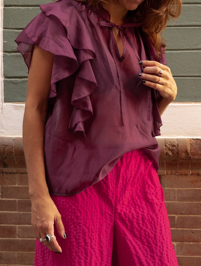 Blusa Poppy Borgoña