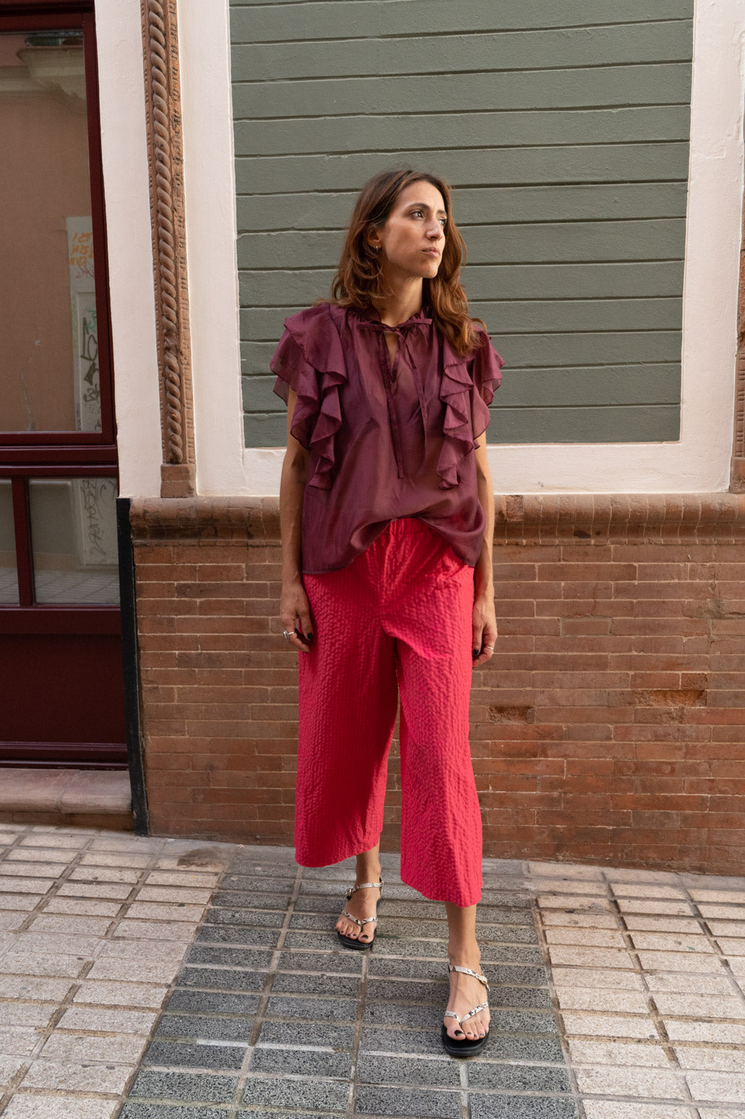 Blusa Poppy Borgoña