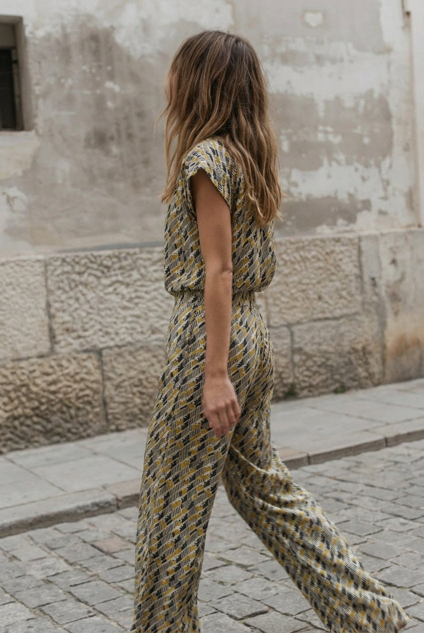 Pantalón Zion  Geométrico Mostaza