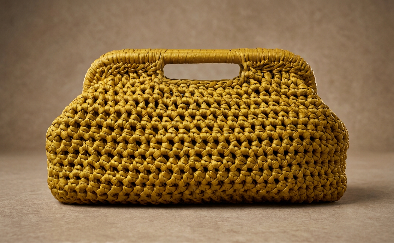 Maxi Crochet Pouchette Ecopiel Mostaza