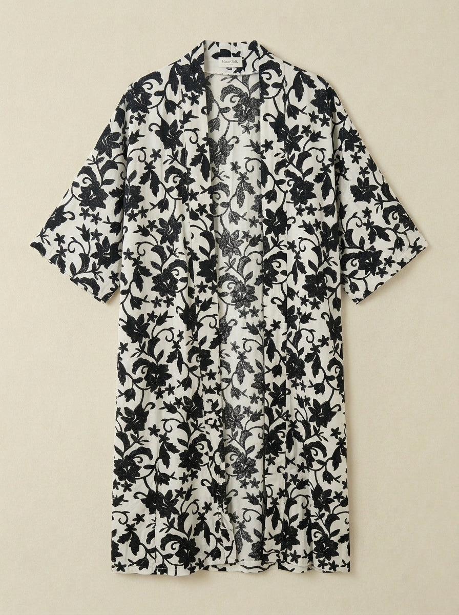 Kimono Imperial Blanco y Negro