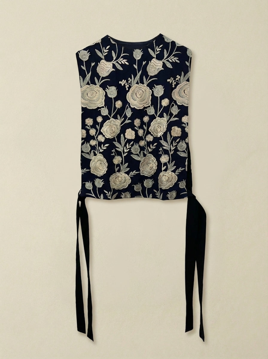 Chaleco Loto Azul y Beige