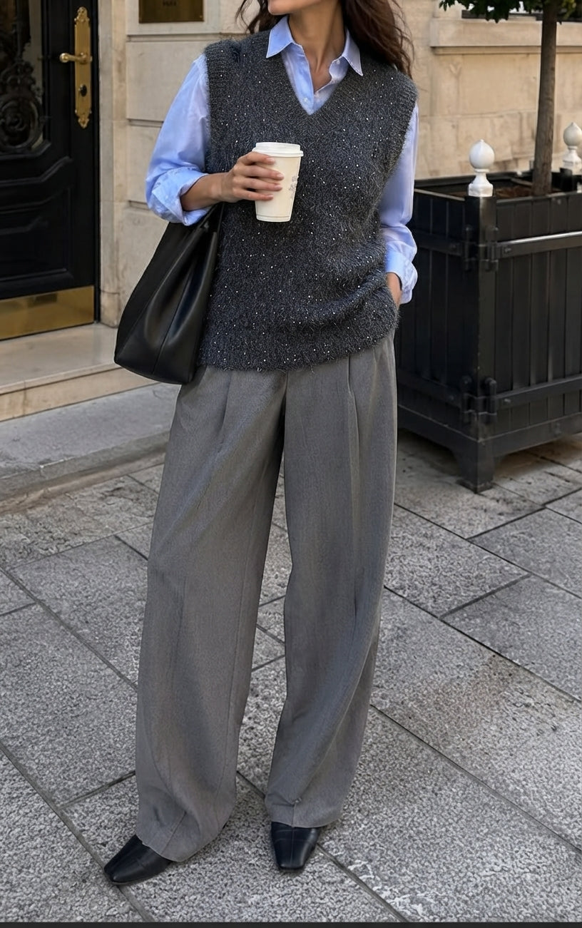 Chaleco Mezclilla Basic Glam Gris