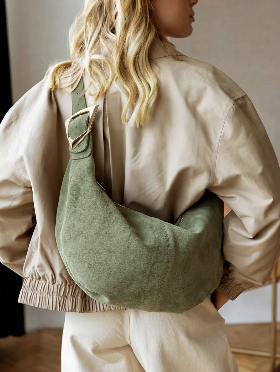 Bolso Hobo Piel Verde Agua