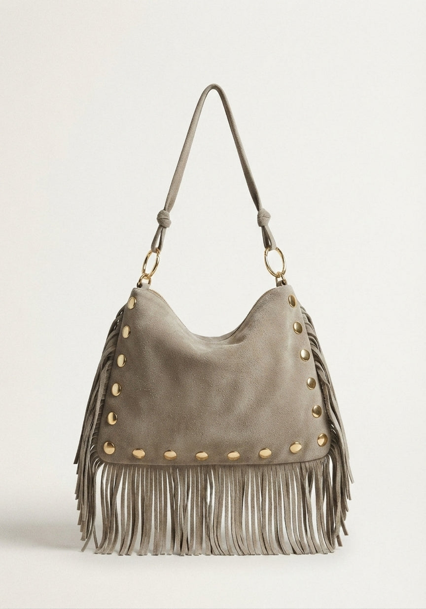 Bolso Hobo Pouch Serraje Topo