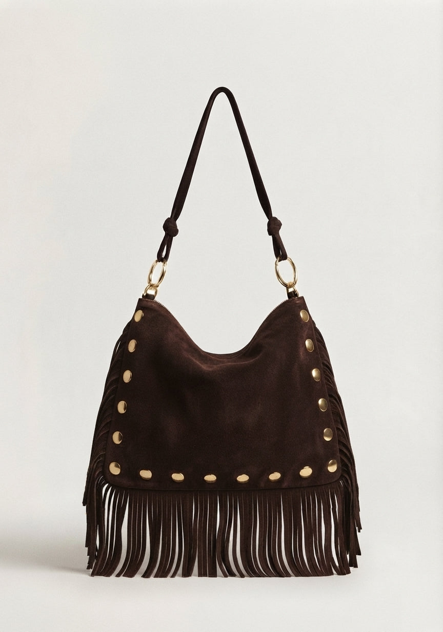 Bolso Hobo Pouch Serraje Chocolate
