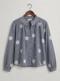 Blusa Vichy Azul Guipur