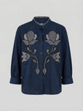 Blusa Patchwork Floral Azul Marino