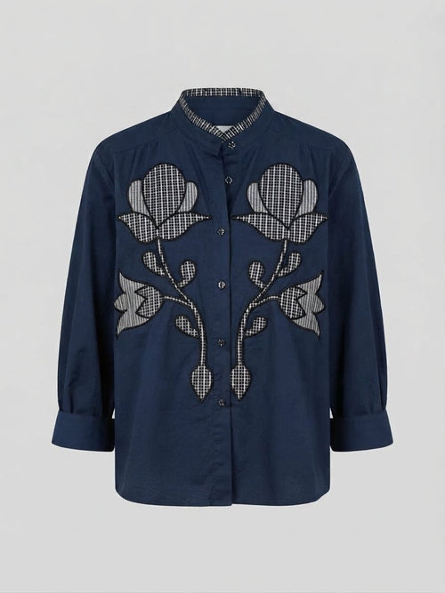 Blusa Patchwork Floral Azul Marino - SOHO ZAHARABlusa