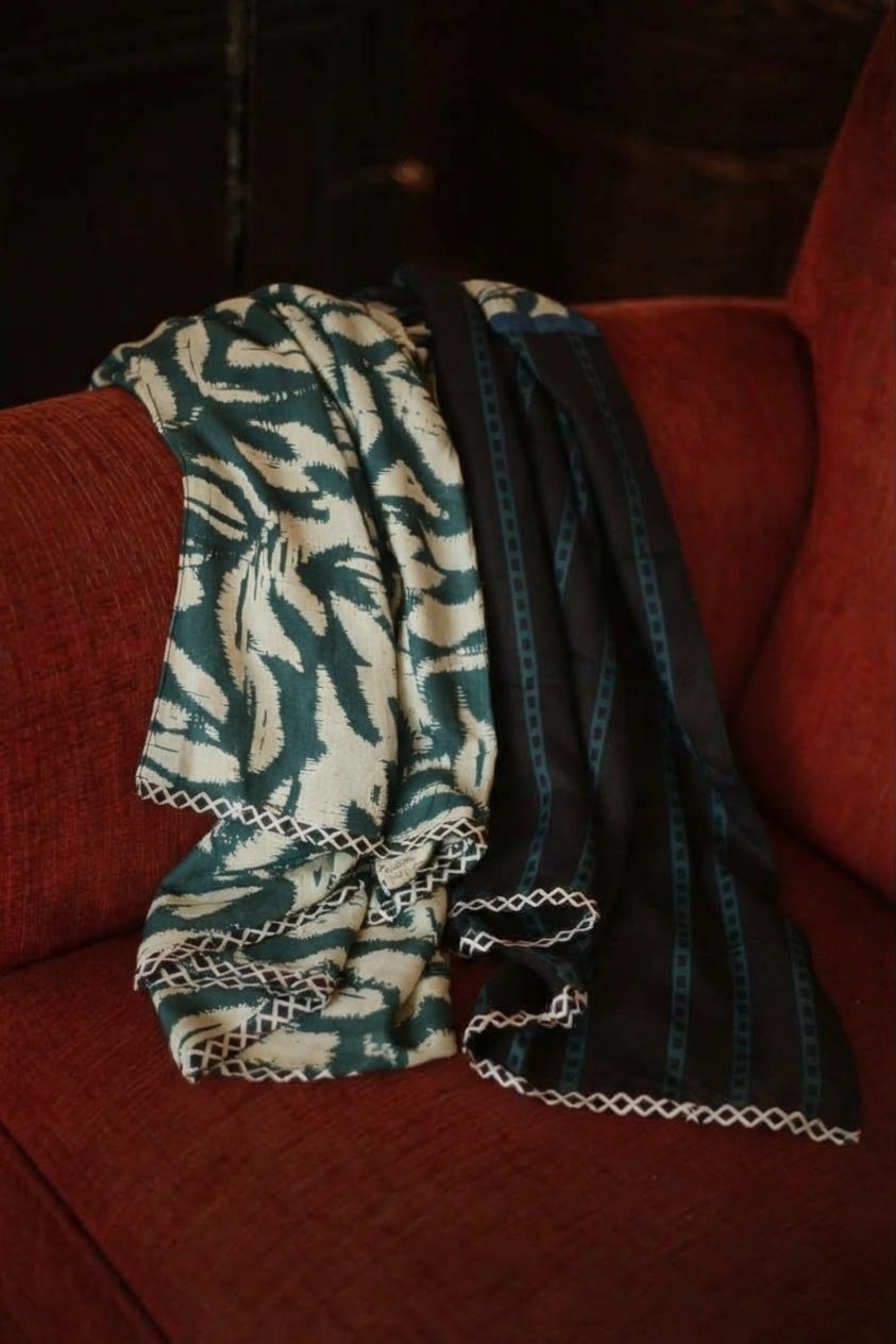 Fular Silvestre Azul Verdoso & Negro
