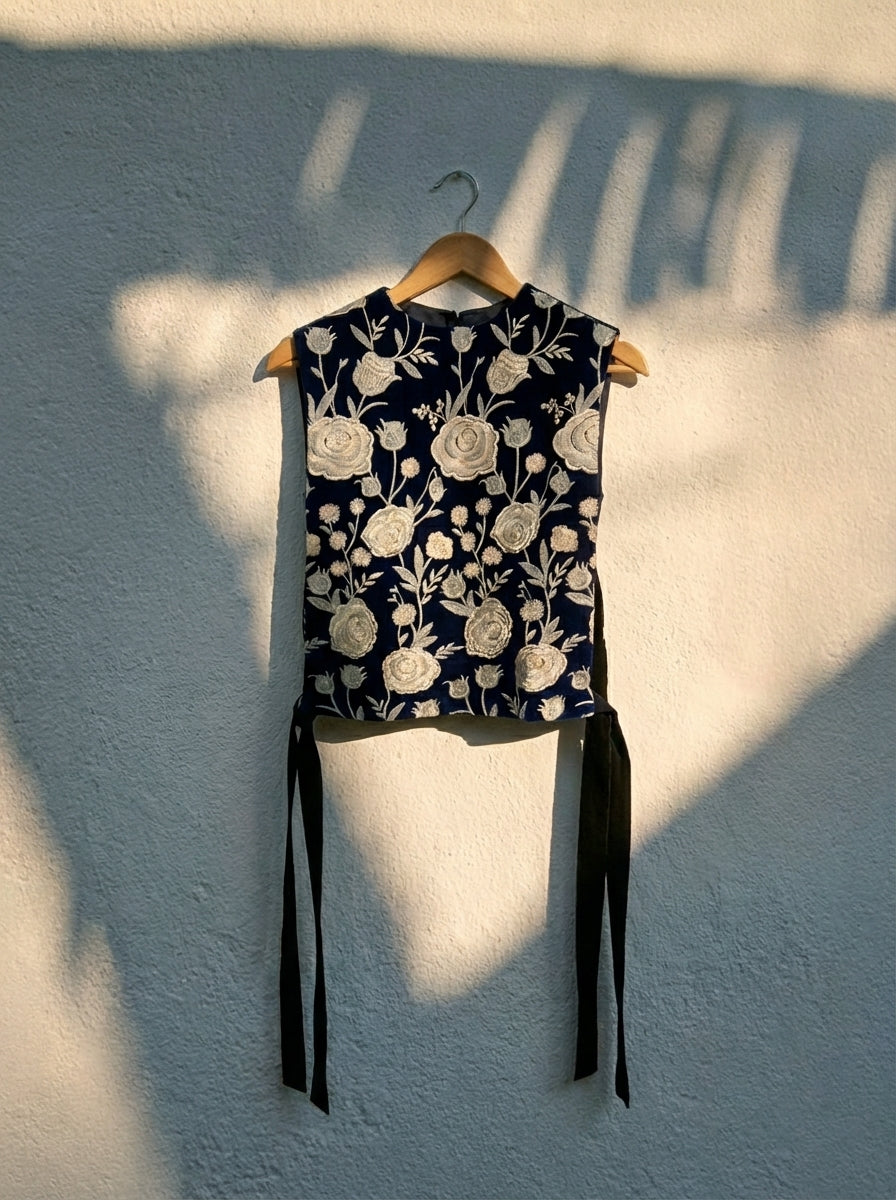 Chaleco Loto Azul y Beige