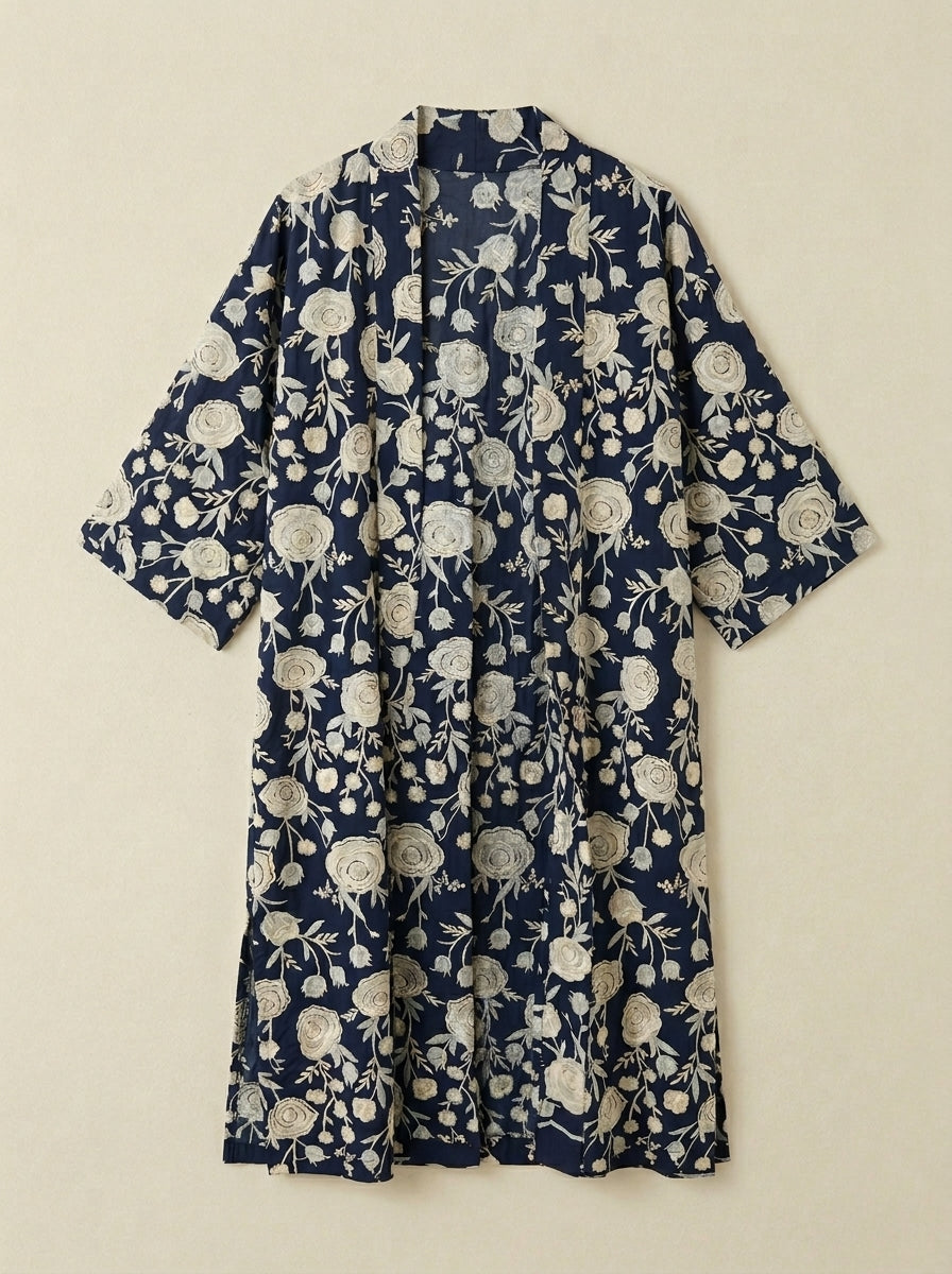 Kimono Imperial Azul y Beige