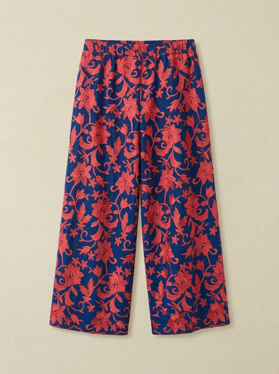 Culotte Lotus Bordado Azul y Rojo