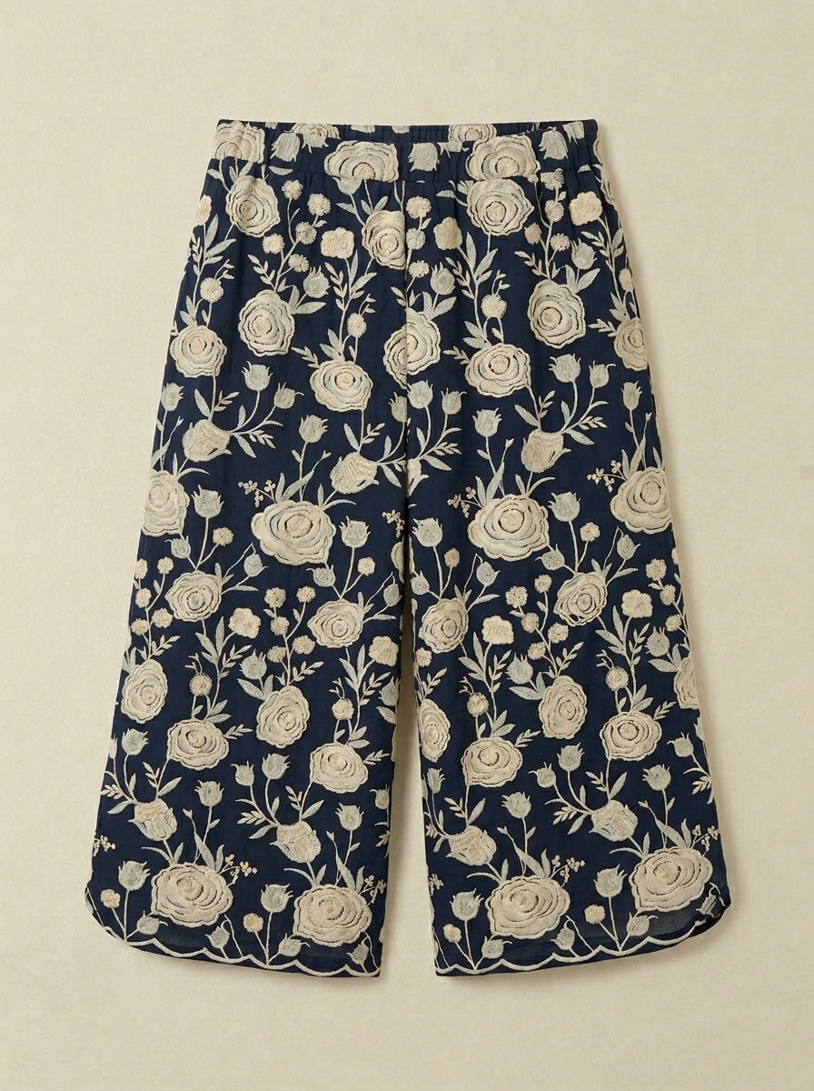 Culotte Loto Bordado Azul y Beige