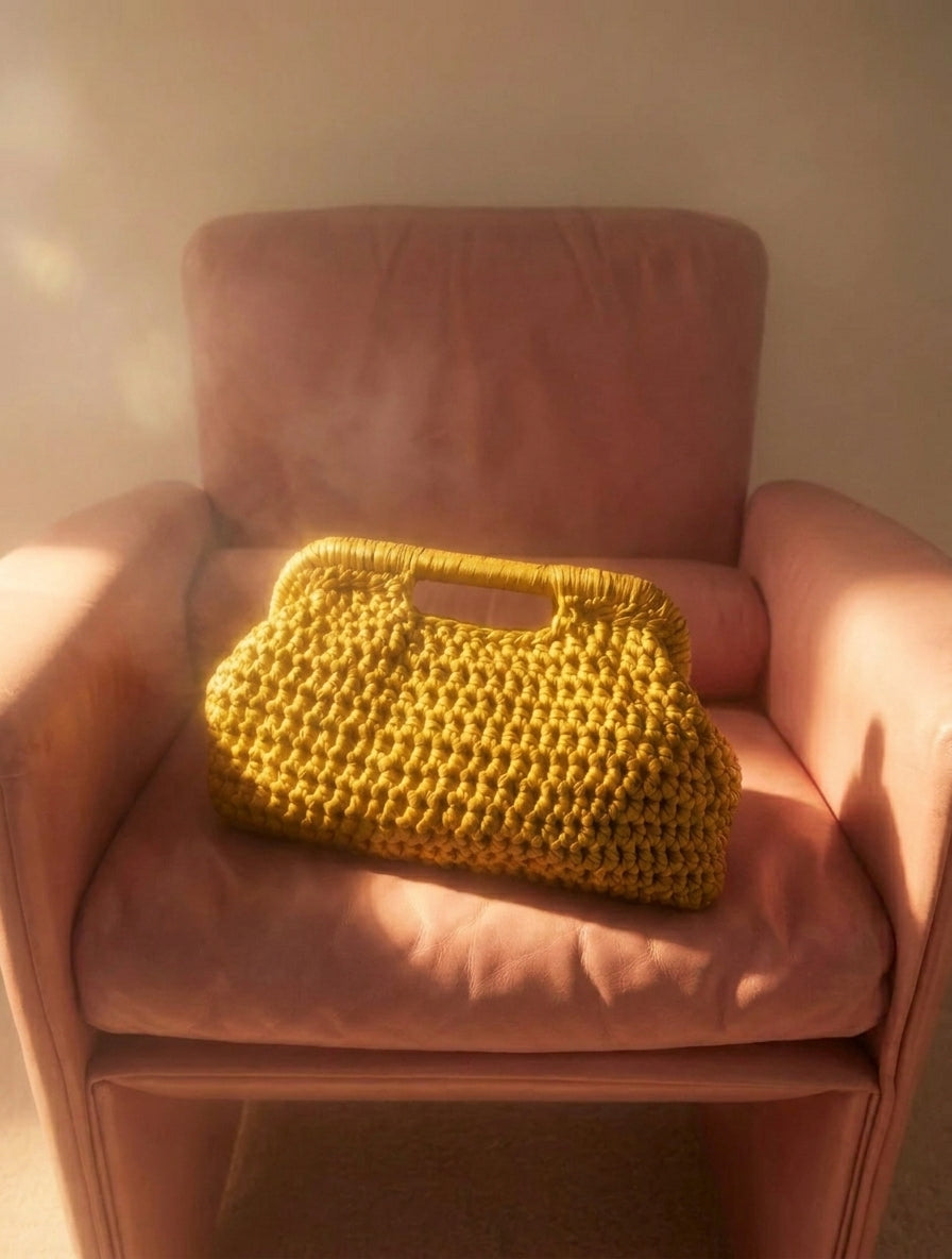 Maxi Crochet Pouchette Ecopiel Mostaza