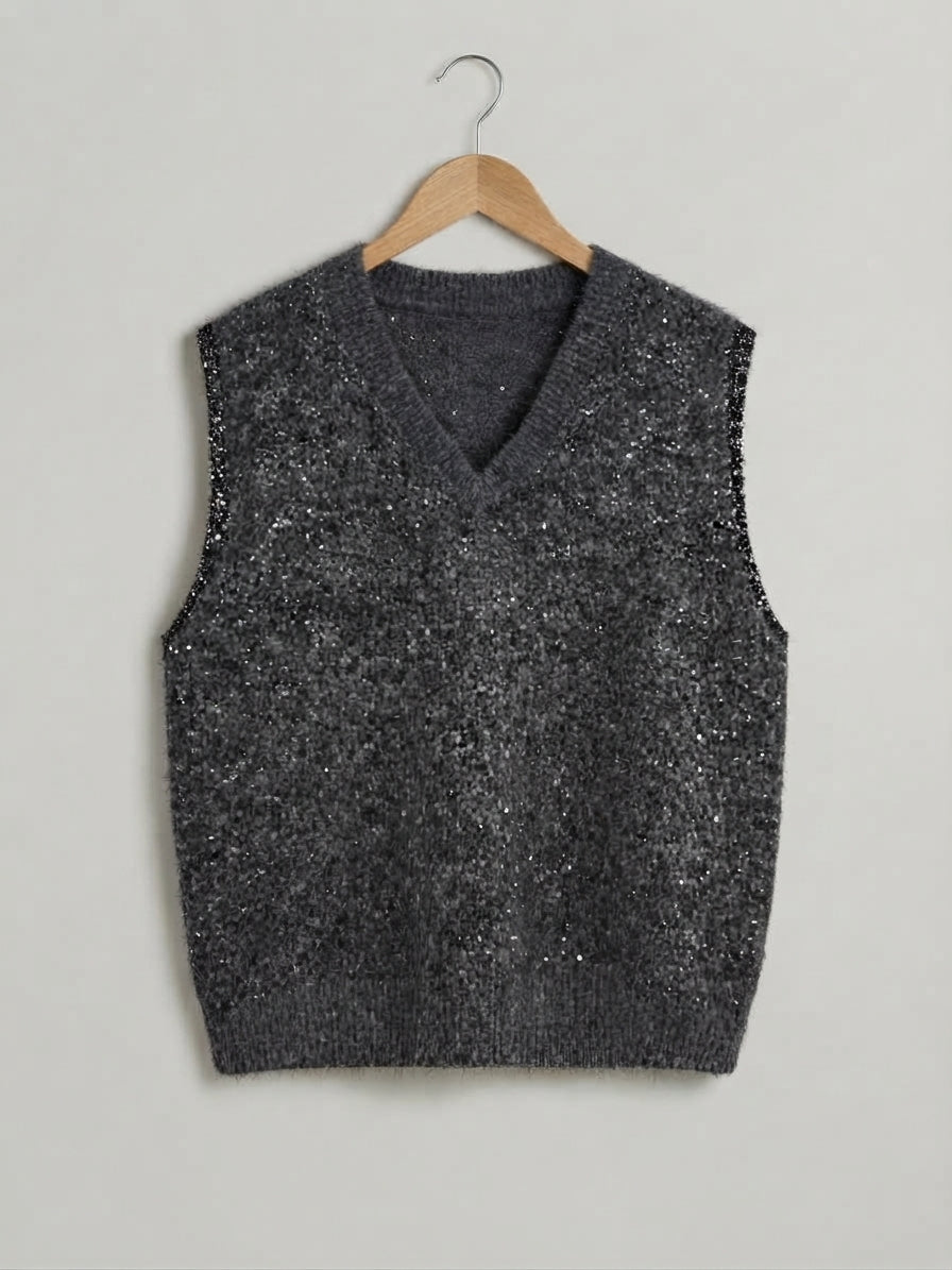 Chaleco Mezclilla Basic Glam Gris
