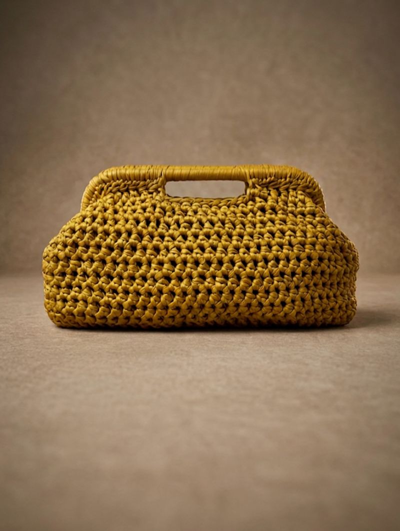 Maxi Crochet Pouchette Ecopiel Mostaza