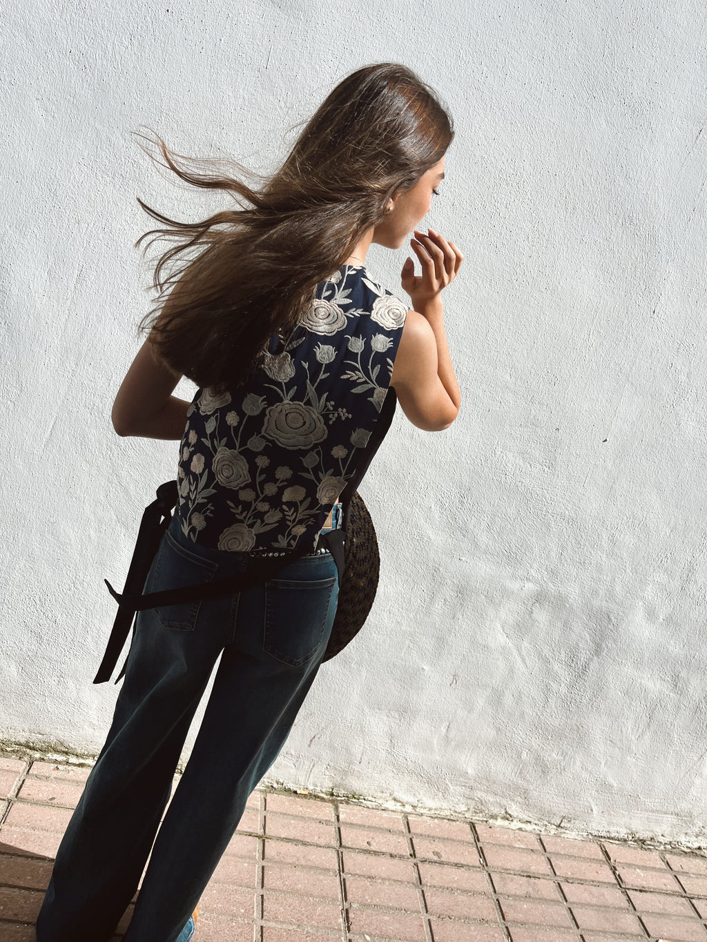 Chaleco Loto Azul y Beige