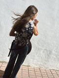 Chaleco Loto Azul y Beige