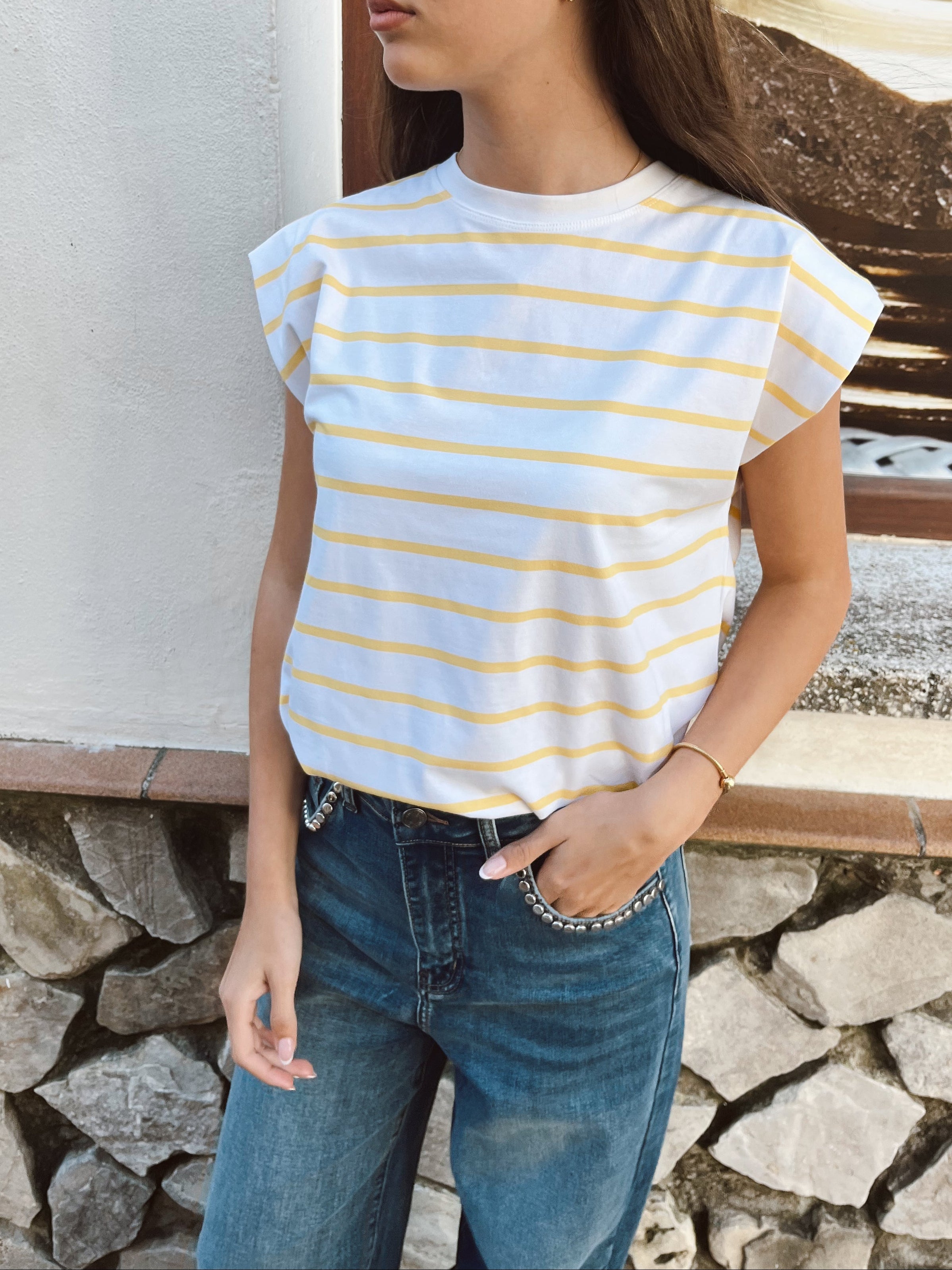 Top Rayas Blanco-Amarillo