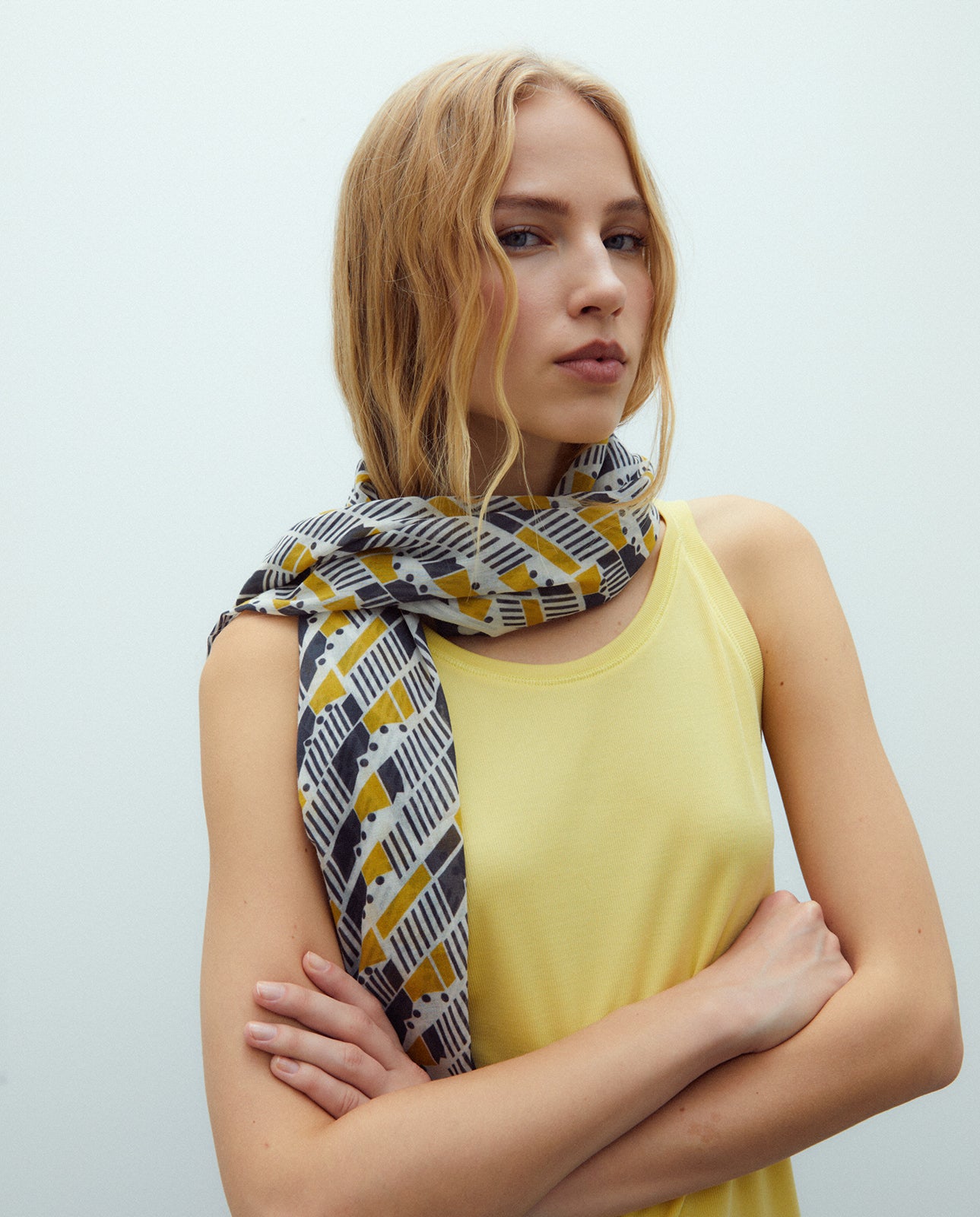 Foulard Geométrico Mostaza