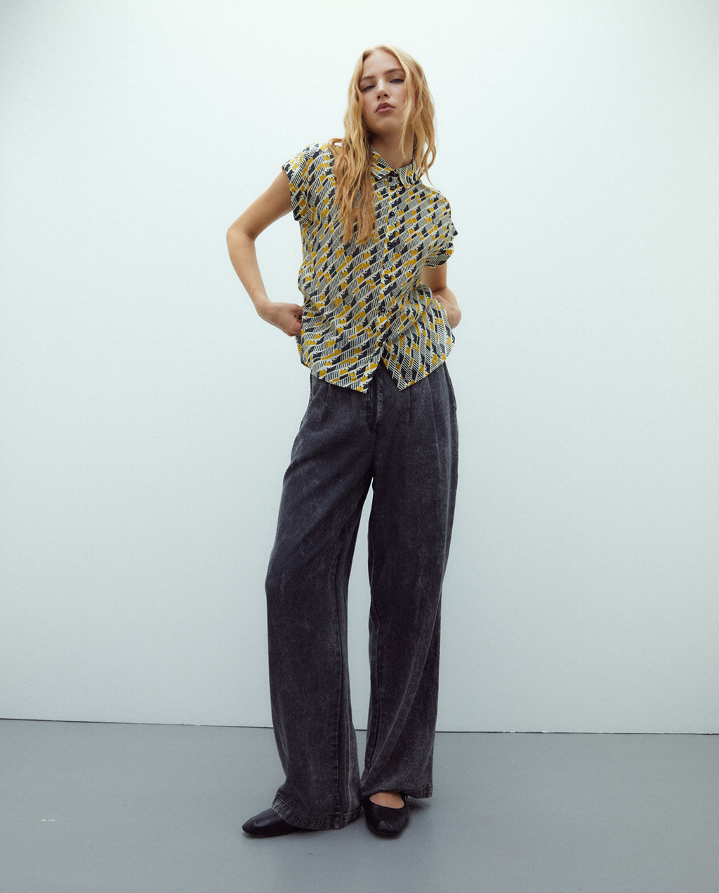 Blusa Zion  Geométrico Mostaza