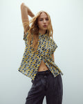 Blusa Zion  Geométrico Mostaza