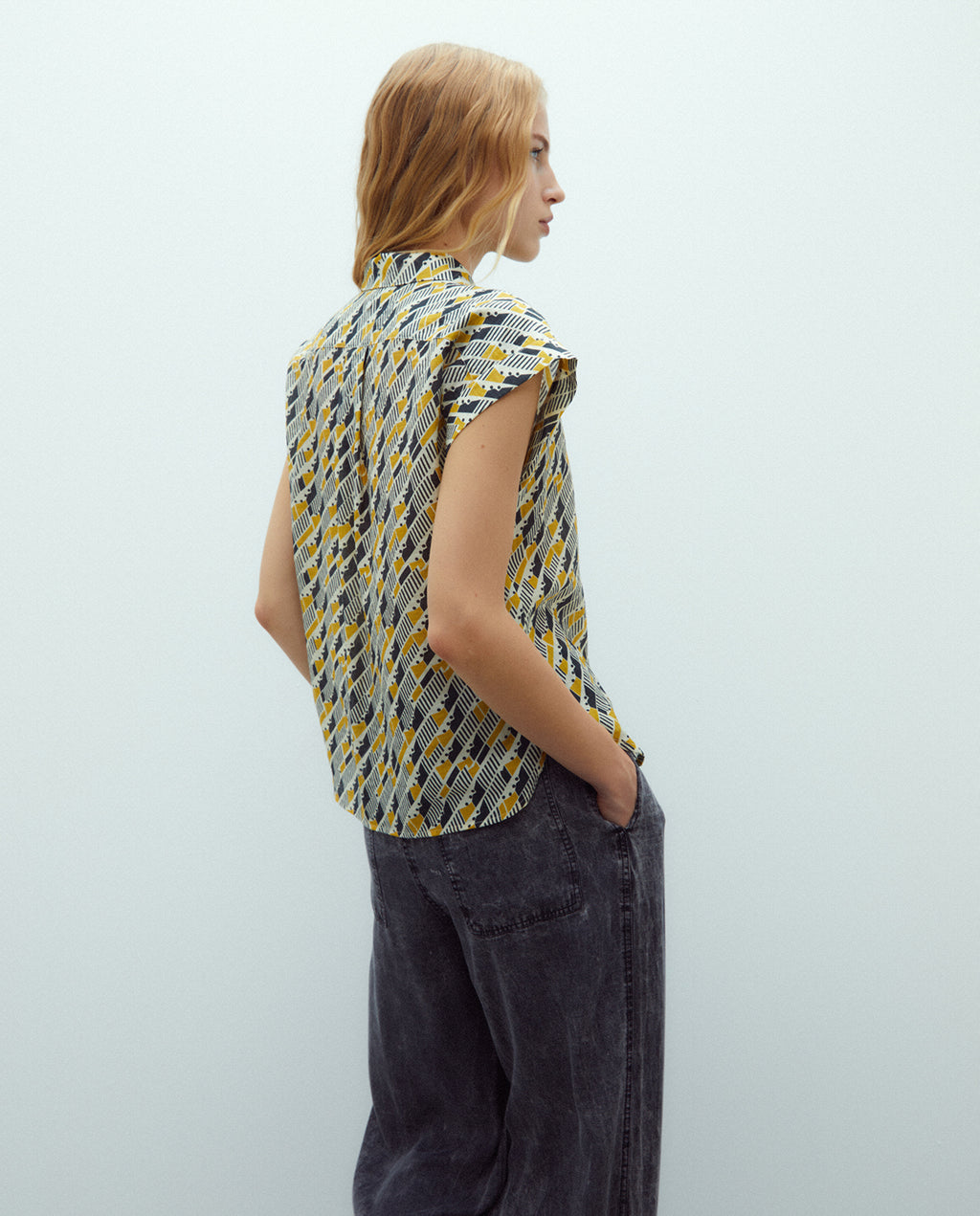 Blusa Zion  Geométrico Mostaza