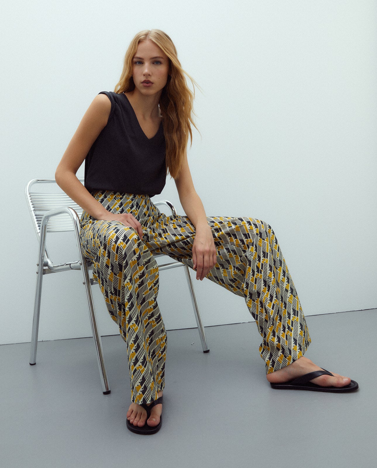 Pantalón Zion  Geométrico Mostaza