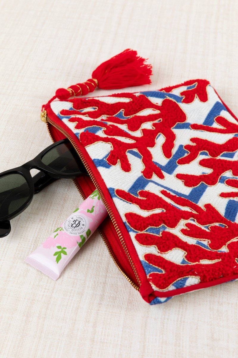 Pouchette Bordado Maxi Coral Rojo