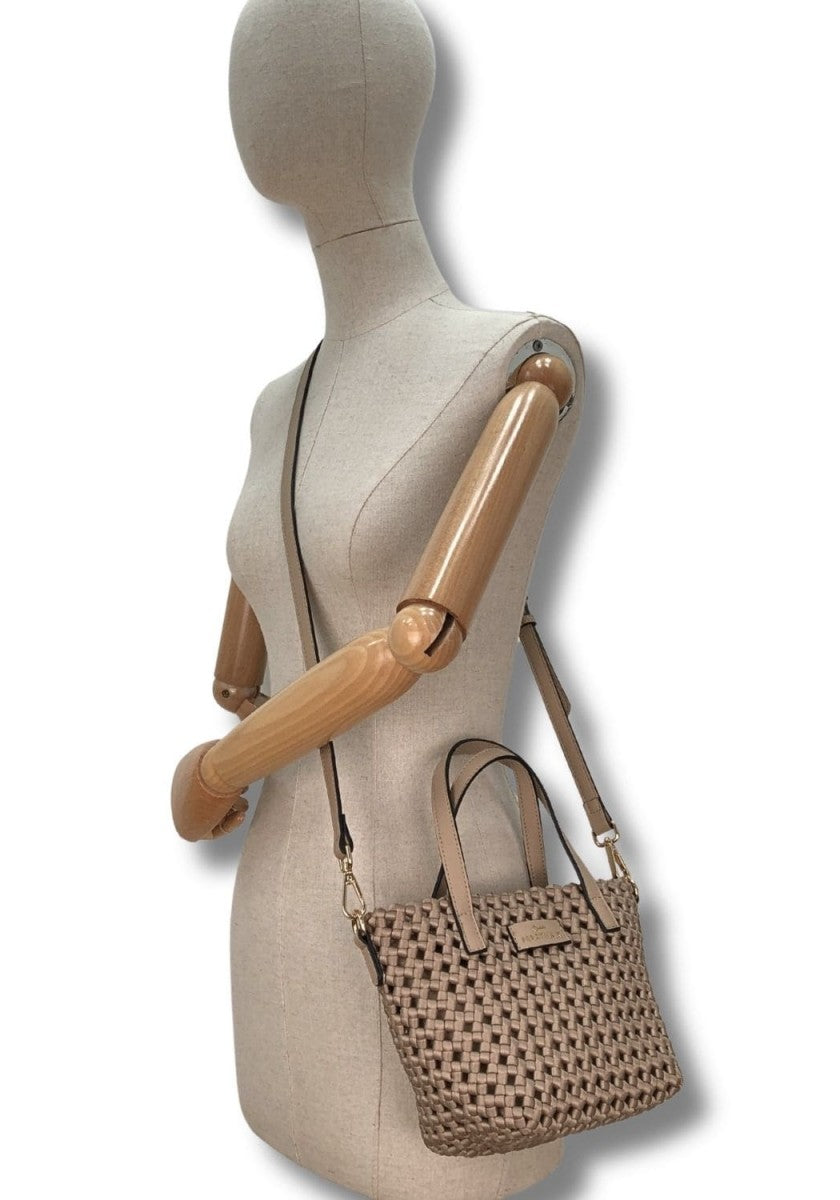 Bolso Mini Trenzado Raso Beige
