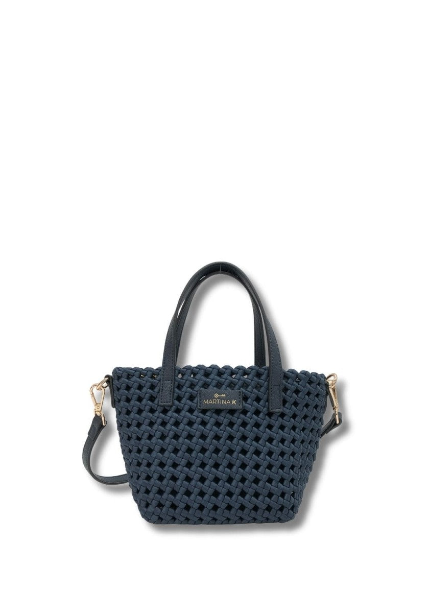 Bolso Mini Trenzado Raso Marino