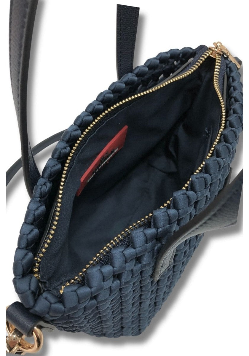 Bolso Mini Trenzado Raso Marino