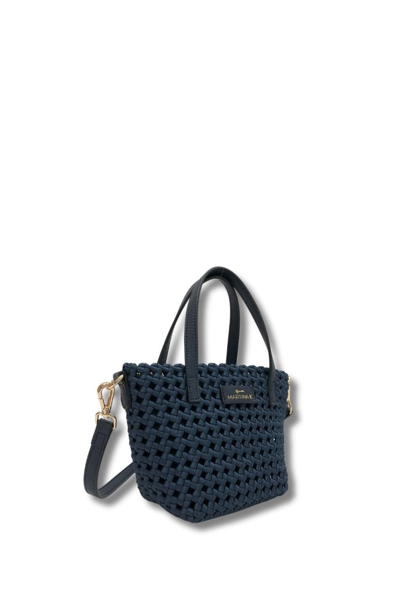 Bolso Mini Trenzado Raso Marino