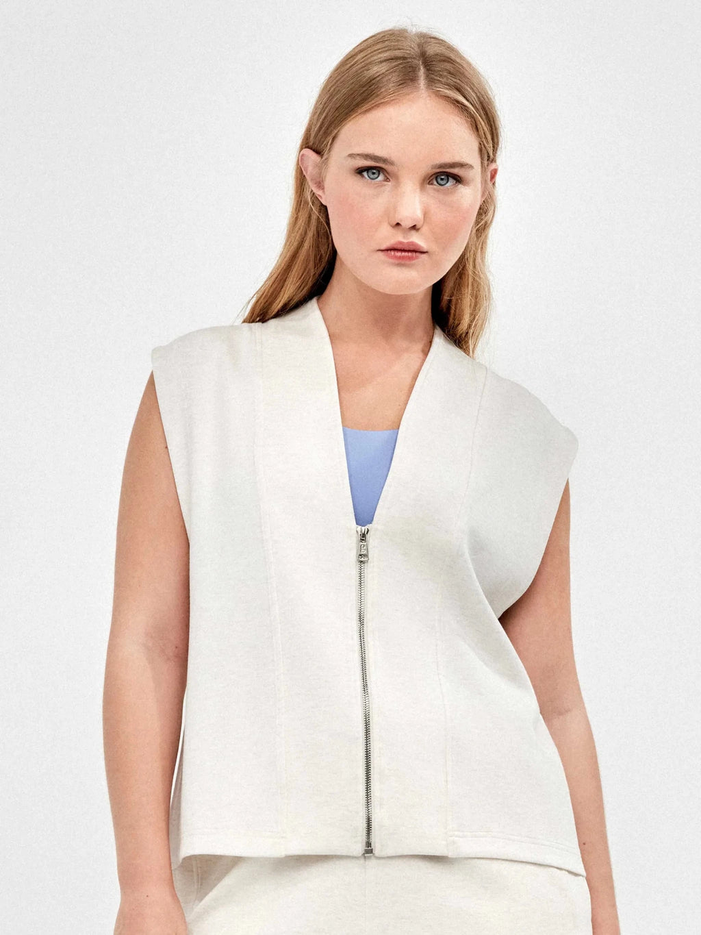 Chaleco Zipper Beige