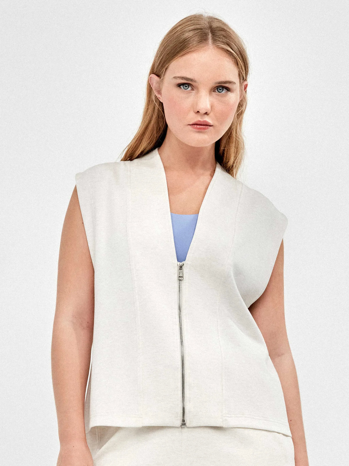 Chaleco Zipper Beige