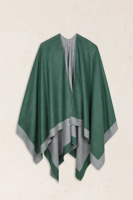 Poncho Bicolor  Reversible Verde-Gris