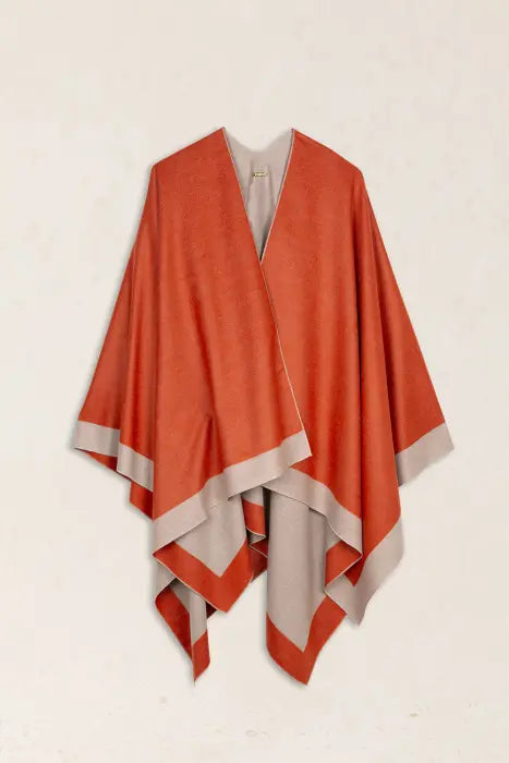 Poncho Bicolor  Reversible Naranja-Topo